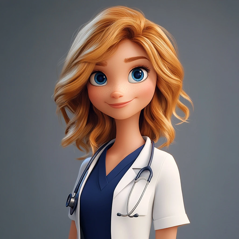 护士身穿蓝色制服卡通形象