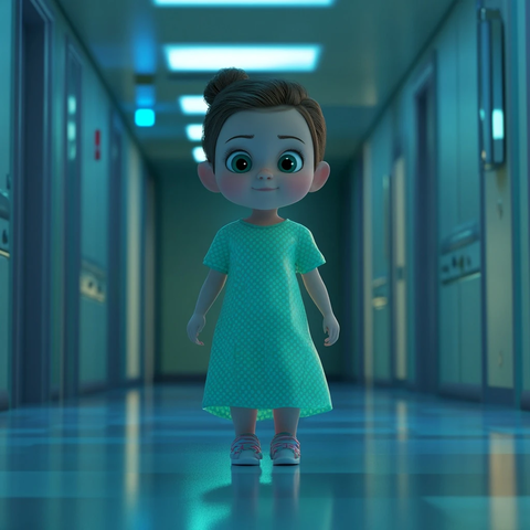 医院走廊婴儿夜间场景