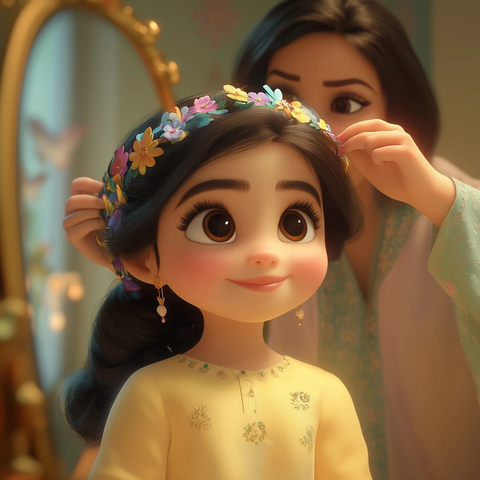 女孩梳妆庆祝节日