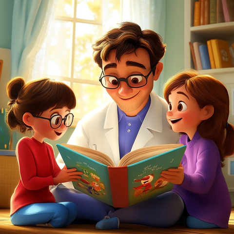 医生讲故事给孩子们听