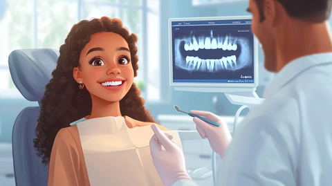 年轻女子完成牙齿治疗微笑