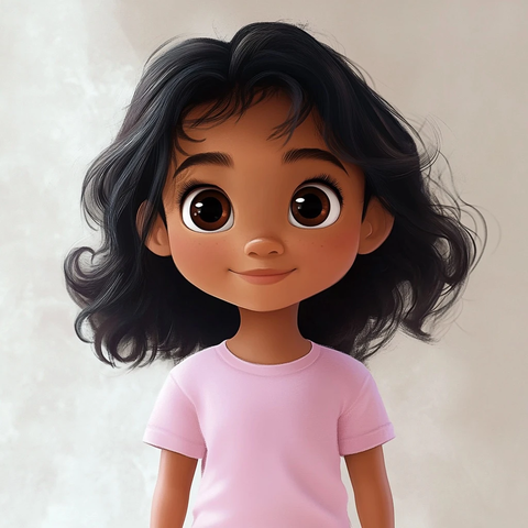 小女孩粉色上衣短裤