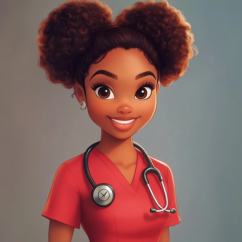 黑人女医生红色工装微笑