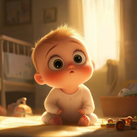 宝宝沉浸在梦幻世界