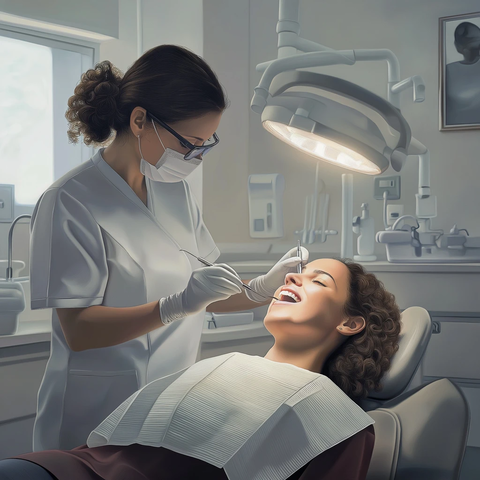 女牙医进行牙齿治疗