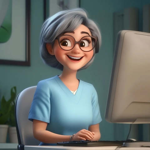 穿着浅蓝制服的护士