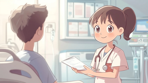 护士递交信息手册给患者