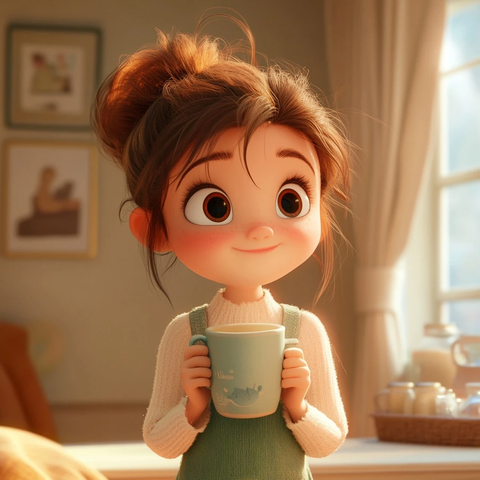 女孩手持杯子享受时光