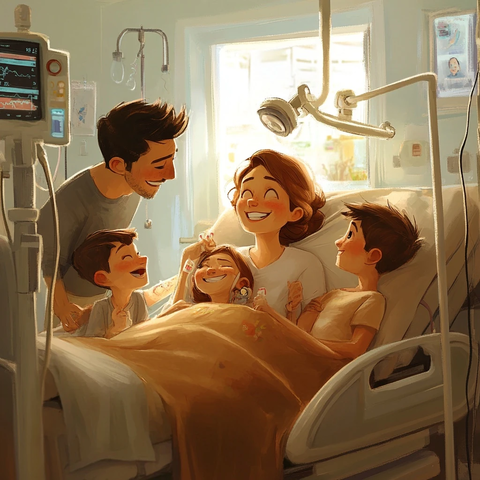 妈妈化疗孩子微笑陪伴