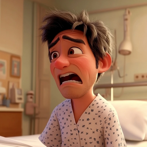 医院病人痛苦表情