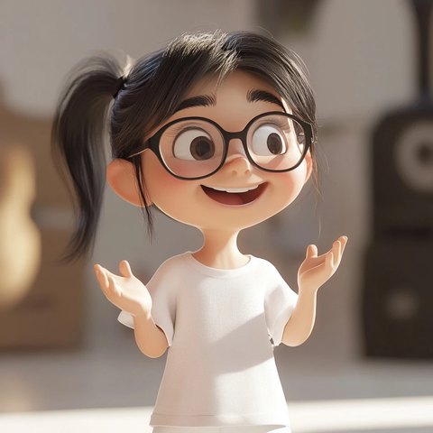 黑框眼镜女孩快乐鼓掌