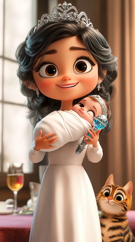 公主抱宝宝唱卡拉逗猫