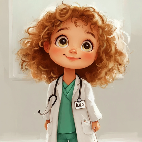 小女孩扮演小兽医照顾小动物