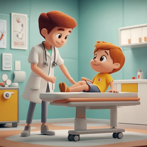 医生桌上安慰孩子