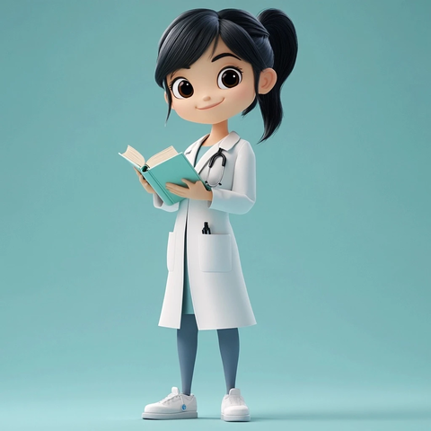 护士手持书本与笔站立