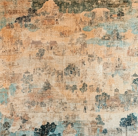 古风人物与建筑交织的古代市井画卷