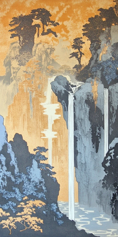 山林瀑布图展现自然山水之美