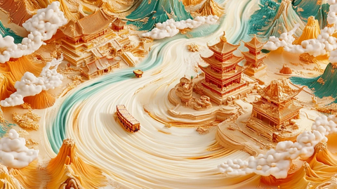 古建筑群依山傍水的壮丽景观