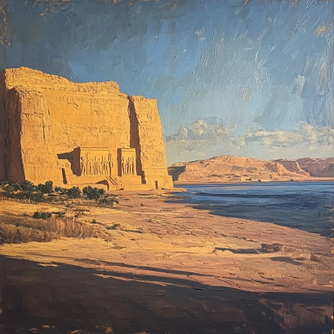 古老宏伟的阿布辛贝神庙景观