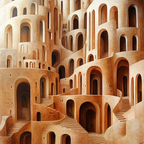 错综复杂的拱形建筑内部景象