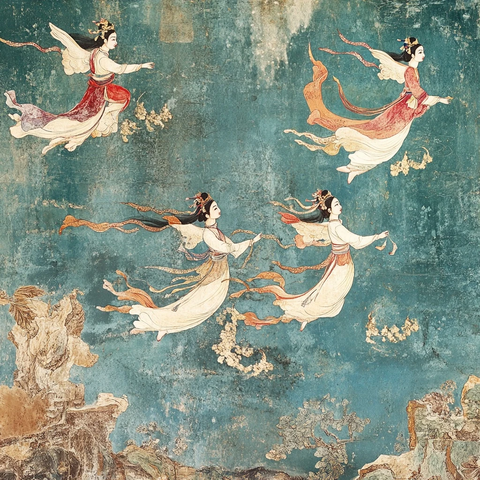 飞天仙女壁画图