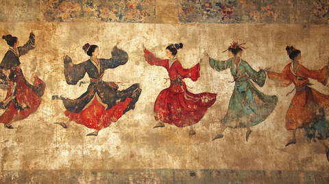 古代女子群舞的壁画