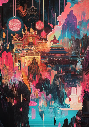 神秘东方仙境般的古建筑景观