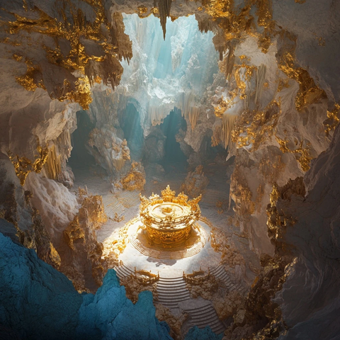 神秘洞穴中的华丽金色宝座