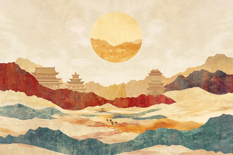 壮丽山河古建风景图