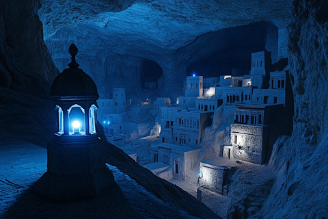 山洞中神秘古老村落的独特景象