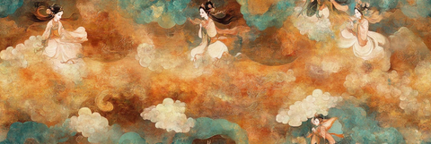 云中仙女翩翩起舞的唯美古风画卷