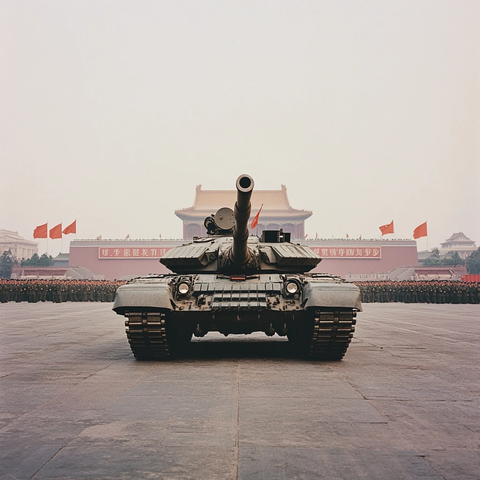 天安门广场上的坦克展示画面