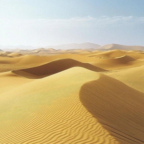 广阔沙漠风光的全景展现