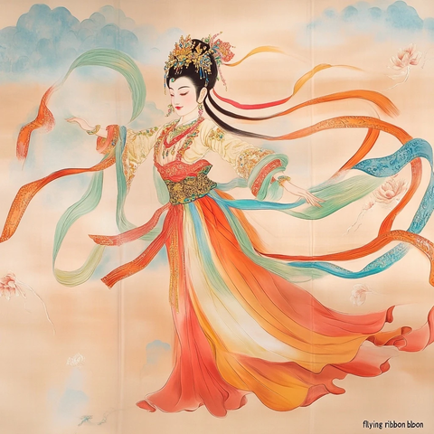 身着古装的女子翩翩起舞形象