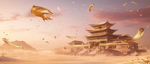 沙漠中的古建筑场景