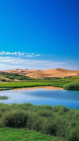 沙漠中的绿洲景观