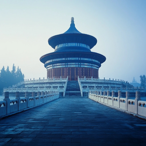 天坛祈年殿全景宏伟壮观的古建筑