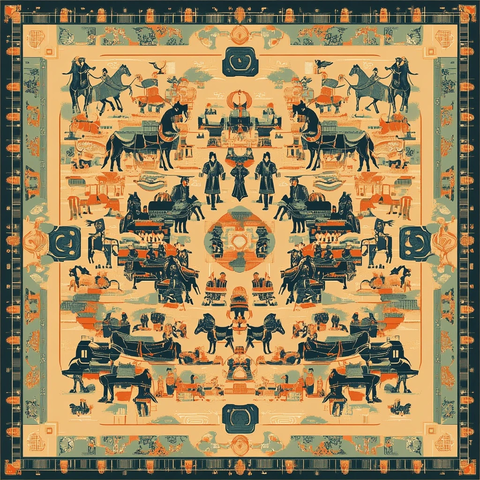 古代出行场景插画图