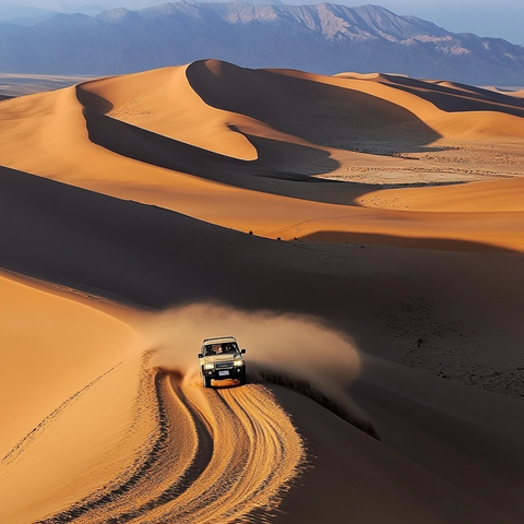 沙漠中行驶的越野车