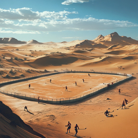 沙漠中进行体育活动的大场景