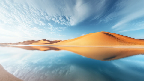 沙漠与湖泊相映的壮阔景观