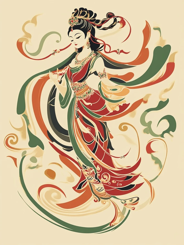 身着传统服饰的飞天仙女形象