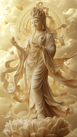 手持法物的观音像雕塑