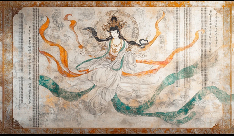 飘逸神女图传统壁画艺术风格尽显