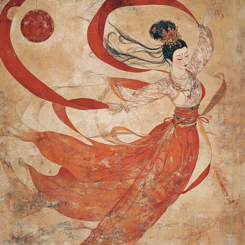 身着古装舞动的女子