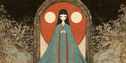 身着传统服饰的优雅女子古风插画