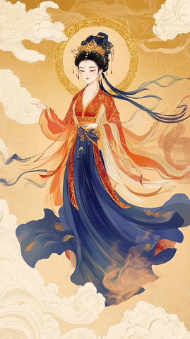 古装女子云端飞舞的唯美形象