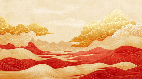 云海与波涛汹涌的海浪构成的艺术画面