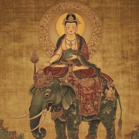 骑象菩萨坐像传统佛教文化艺术形象