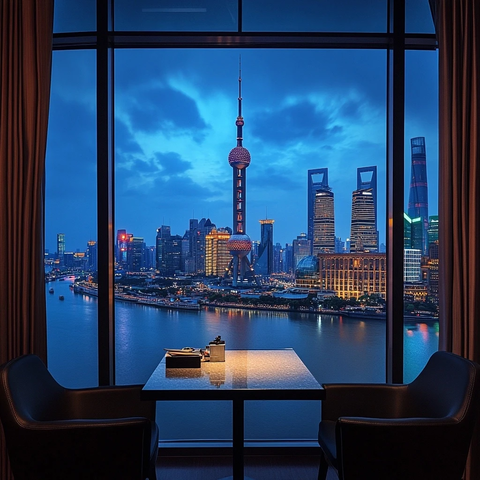 上海外滩视角赏东方明珠及陆家嘴夜景